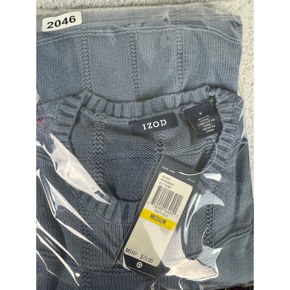 Izod Mens Med Dusty Blue Light Sweater Preppy Casual 90s Cotton NWT - Picture 12 of 12